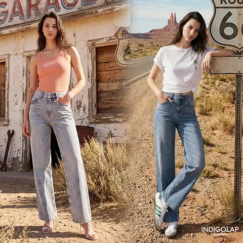 O 인디고랩 26SS 여성 썸머 에어 와이드 데님팬츠 2종
