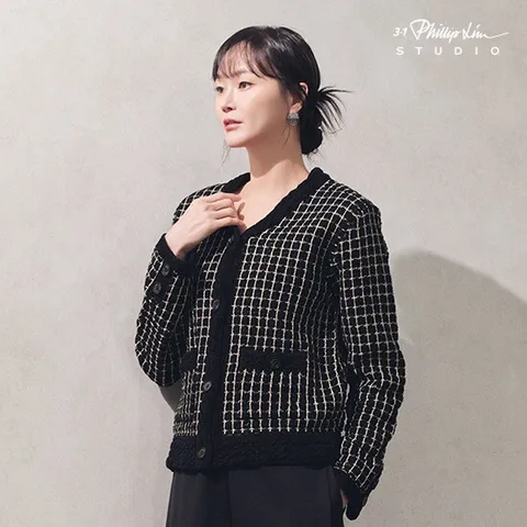 (25SS) 트위드 샤인 니트 자켓 