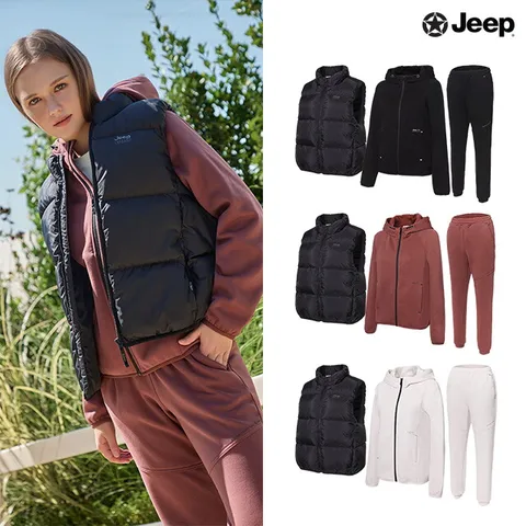 ○ JEEP 25FW 여성 테크 셋업+패딩 베스트 3종