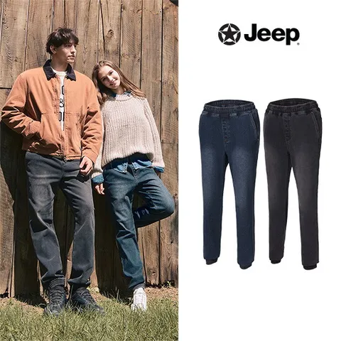 ○ Jeep 25FW 남녀공용 레귤러핏 데님 기모 조거팬츠 2종