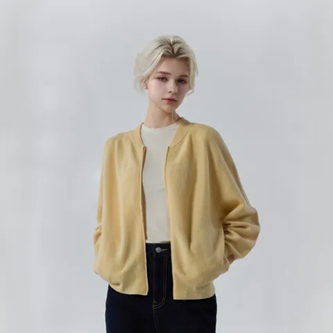 (25SS) 울 캐시 블렌디드 홀가먼트 니트 자켓