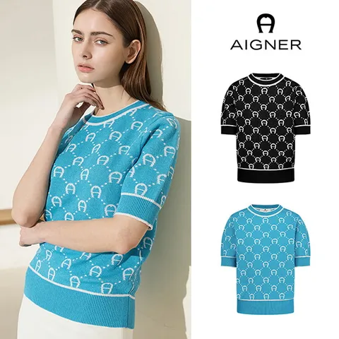 모노그램 반팔 니트탑