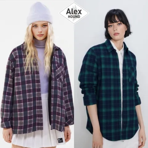 알렉스하운드 25FW 여성 체크 기모 본딩 셔츠2종