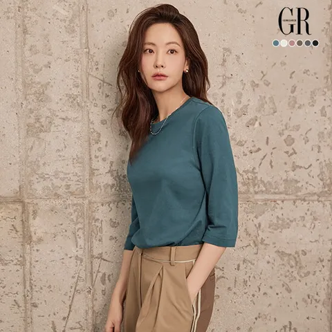 (25FW) 퓨어코튼100 7부 티블라우스 6종