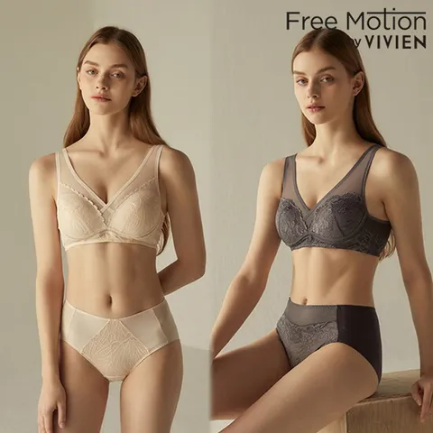 프리모션 텐셀 모달 브라팬티 2세트 (크림,차콜)