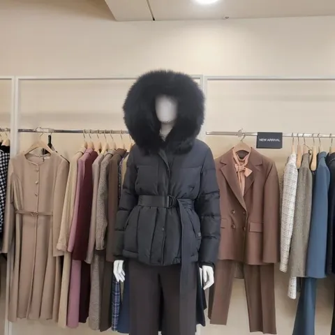 블루페페 블루페페 SH02 폭스퍼 벨티드 구스다운BK  214PSG972