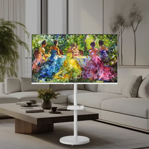 [롯데홈쇼핑 단독증정][와이드무빙뷰] 43인치 UHD QLED 화이트스마트 이동식 TV + 클래식 유선세트 (+5M 케이블)