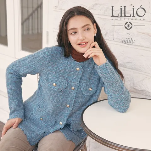 by 오일릴리 (에센셜) 퓨어 캐시미어100 시퀸 니트 자켓