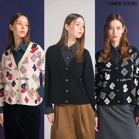 25FW 콤비 데님 블록 가디건