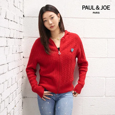 (런칭가 89,900원!) (폴앤조)울캐시미어 블렌딩 홀가먼트 케이블 후디 와펜 자켓