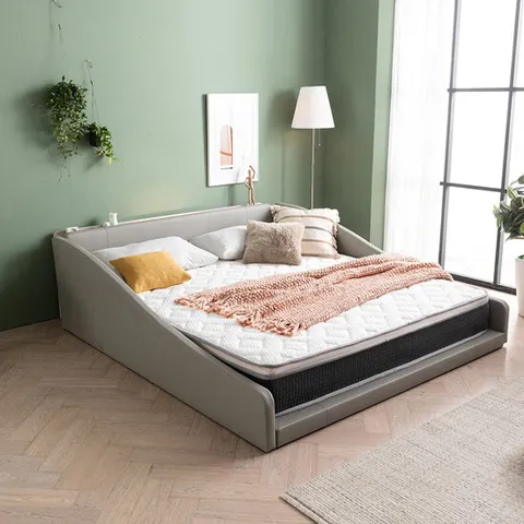 LED 저상형 라지킹 침대 풀세트 양쪽가드형 (프레임+오슬로 유로탑 매트리스+방수커버 증정)