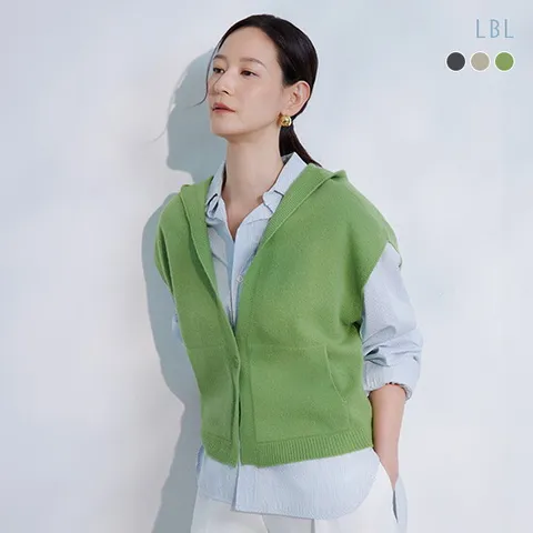 (런칭가 69,000원)26SS 캐시미어울 블렌드 홀가먼트 후드 가디건