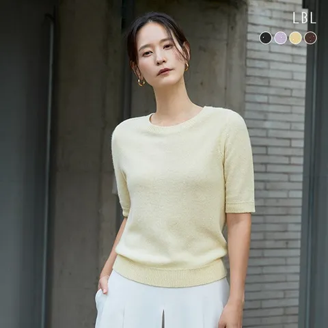 (25FW) 캐시미어 시퀸 블렌드 소프트 하프슬리브 니트