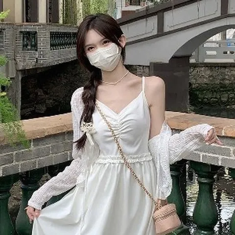 셀러허브 패션 [잔다르] 브이넥 셔링 화이트 끈나시 롱원피스 (11413723)