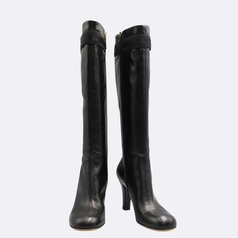 구찌 고이비토 중고명품 Gucci(구찌) 블랙  레더 GG 인터로킹 하이힐 롱 부츠