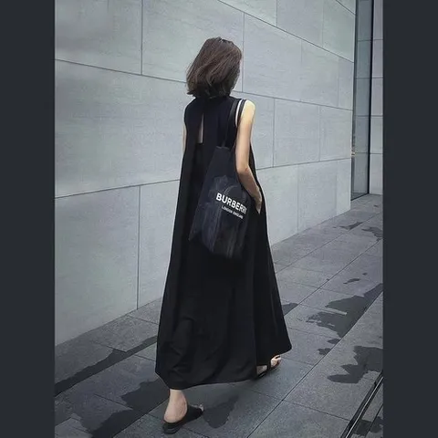 셀러허브 1 MFNC050170 - 할로우백 민소매 롱원피스