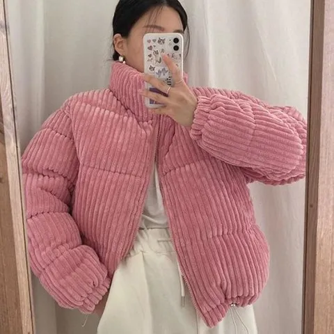 셀러허브 패션 [오노마] ONM 여성 점퍼 여자 연예인 코듀로이 하이넥 숏패딩 (41323408)