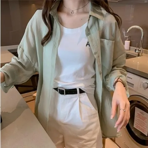 셀러허브 패션 시스루 루즈핏 썸머 셔츠 아우터 햇빛가림 셔츠 (2Color) FSF-D 0052 (47331934)