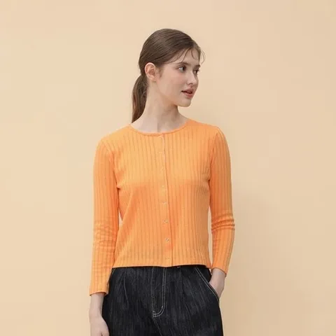 UNIT 코튼 블렌드 크루넥 스냅 가디건 _P360753997