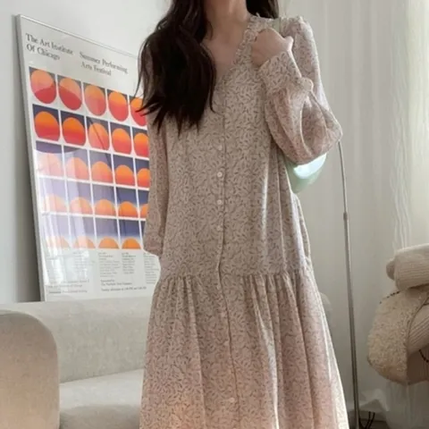 기타 하객원피스 긴팔 여성봄원피스 롱원피스 아이보리 돌잔치엄마