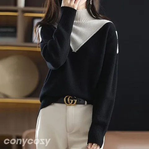 코니코지 로웰 컬러배색 반목폴라_P331902049