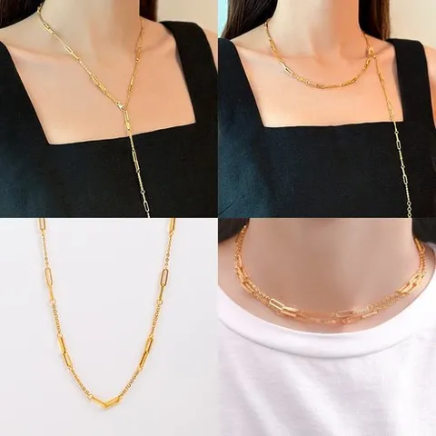 골드모아 여자 순금 클립 체인 U Y 목걸이 18.75g [멀티 시크 레이어드]