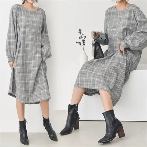 패션플러스 [강물처럼] 위쉬몰 TM 글렌핀턱롱원피스(8064H009) 빅사이즈 (6017004A)