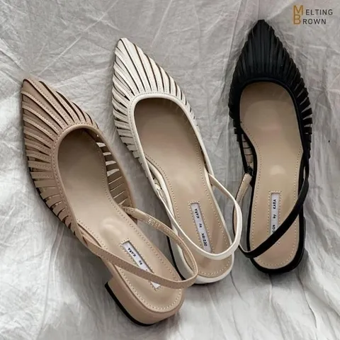 셀러허브 패션 [멜팅브라운] 봄 신상 여성 슬링백 여자 플랫 봄 구두 KA6046