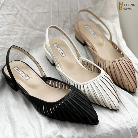 셀러허브 패션 [멜팅브라운] 봄 신상 여자 슬링백 여자 플랫 봄 구두 KA6046