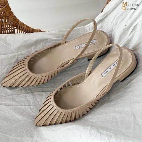 셀러허브 패션 [멜팅브라운] 봄 신상 여성 슬링백 구두 여자 플랫 슈즈 KA6046