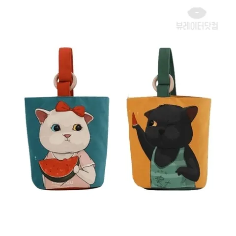 패션플러스 [HS라이프] 텀블러 보온병 보냉 물통 뷰레이터닷컴 고양이 물병 가방 드링크백 보틀백