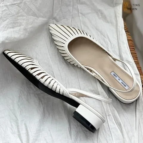 셀러허브 패션 [멜팅브라운] 봄 신상 여자 슬링백 구두 여성 플랫 슈즈 KA6046