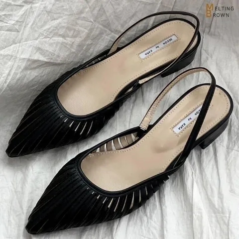 셀러허브 패션 [멜팅브라운] 여자 봄 구두 슬링백 구두 여성 플랫 슈즈 KA6046