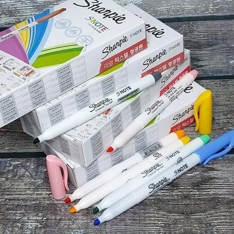 셀러허브 1 [XBJI8N80_48]샤피 번지지않는 미국산 슬림 텔 형광펜 12자루