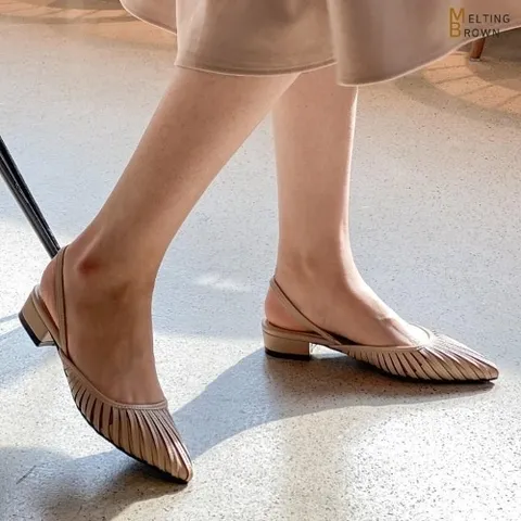 셀러허브 패션 [멜팅브라운] 여성 봄 구두 슬링백 플랫 슈즈 여성 구두KA6046