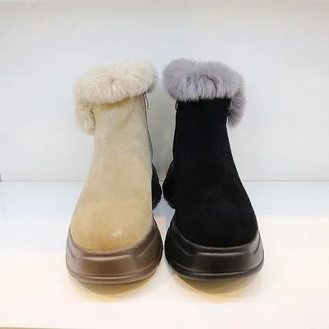 오브엠 F23AD285AC여성 소가죽 몰드창 털부츠 2종