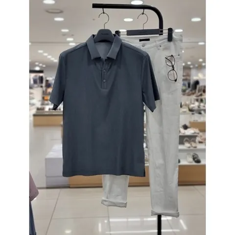 트루젠 초경량 썸머 쿨 플리츠 플리츠 카라 반팔 티셔츠(UD-CRM001)460DG