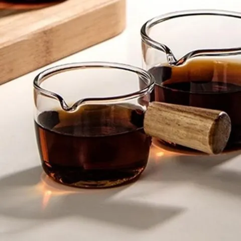 셀러허브 1 유리컵 내열유리 우드손잡이 에스프레소 샷잔 소스잔