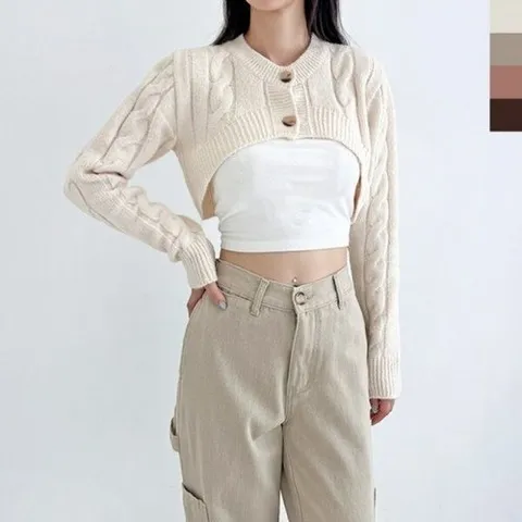 패션플러스 [모노무드] MNO 시그니처 크롭니트오픈니트