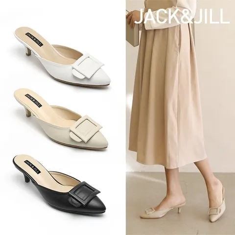 잭앤질 5cm 스퀘어 버클장식 뮬(JA1141)