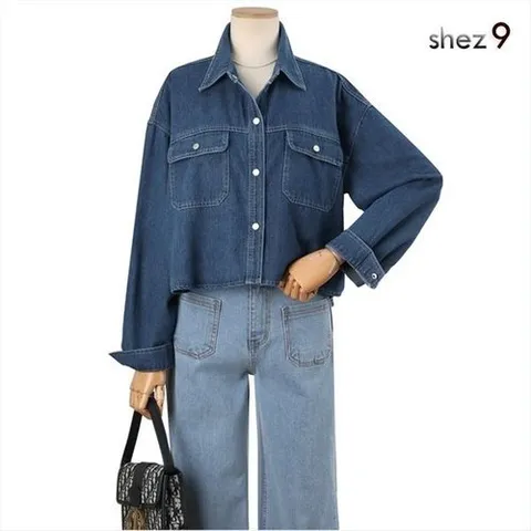 쉬즈나인 절크 크롭 청남방_P357406368