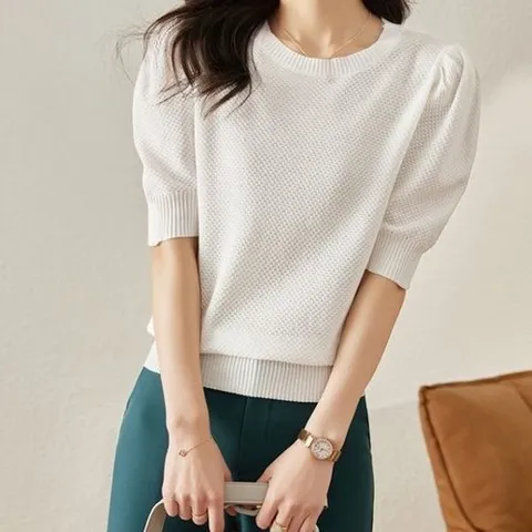 디에이치 멀린 라운드넥 퍼프 셔츠_P321527637