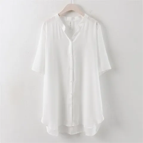 셀러허브 패션 미시옷 내츄럴 쉬폰 롱 블라우스 HG0176RM104 빅사이즈