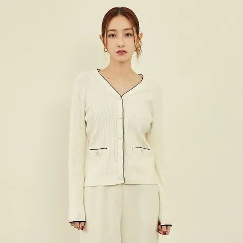 클라비스 CVCKE1201MSG 슬림 라인배색 가디건