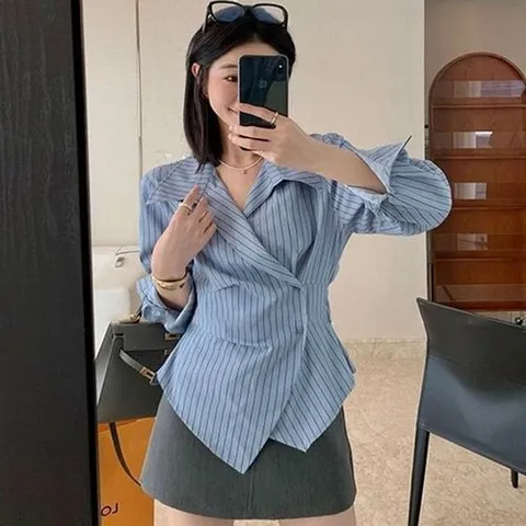 셀러허브 패션 [오노마] ONM 스타일리시 랩 디테일 셔츠 블라우스 (32619319)