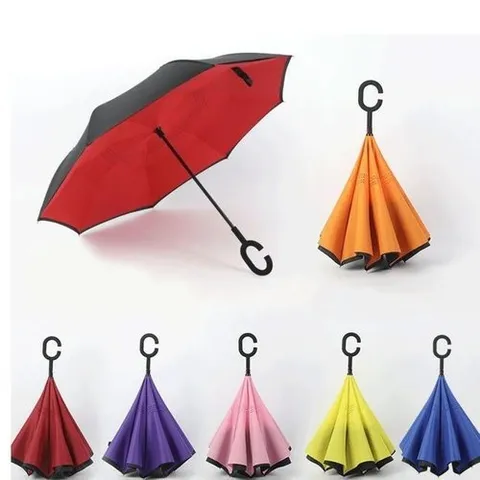 셀러허브 패션 [QNVSYV3W_58]C형 손잡이 거꾸로 장우산 역방향우산 9컬러