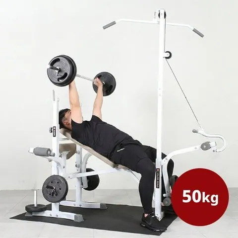 기타 비에스 헬스용품 디럭스 벤치프레스 50kg 세트 (중봉 150cm + PVC바벨 40kg)