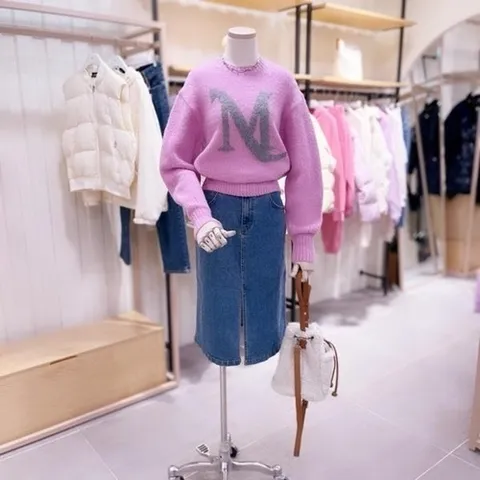 시에로 SJ4KTF19MM 자가드 로고 루즈핏 풀오버