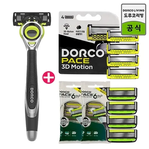 도루코 페이스 3D모션 피부밀착 7중날 면도기+면도날4입+6스타일 증정날4입