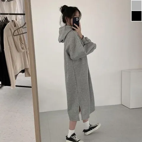 셀러허브 패션 [오노마] ONM 여자 기모 스타일 후드 롱원피스 1P 고품질 데일리 패